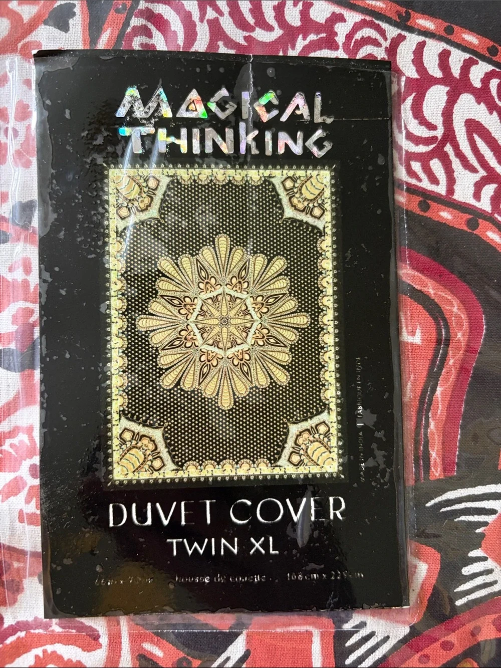 Twin XL Duvet Cover in Red and Black Mandala Print